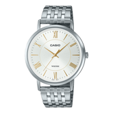 Casio, Men’s Watch Analog, White Dial Silver Stainless Steel Band, MTP-B110D-7AVDF